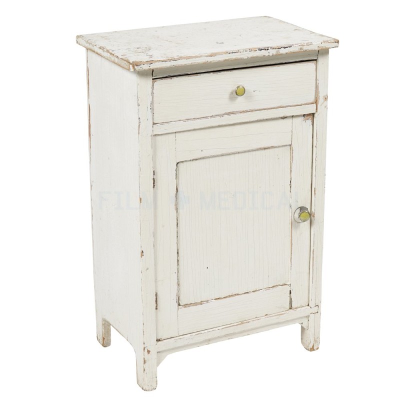 Cream Distressed Bed Side Cabinet 